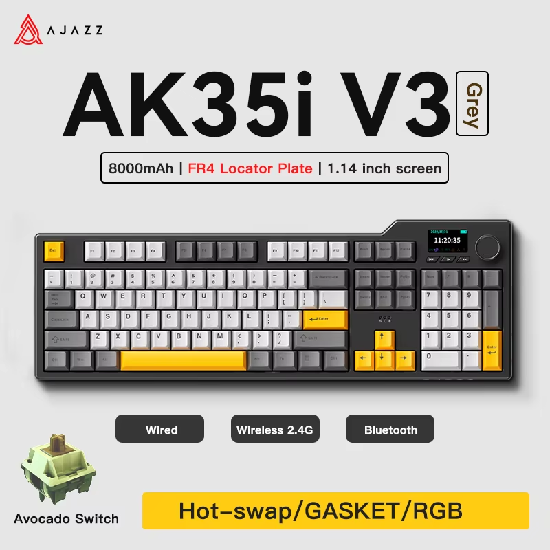 Gaming Keyboard Thocky - Ajazz AK35I V3 MAX: bedraad, Bluetooth
