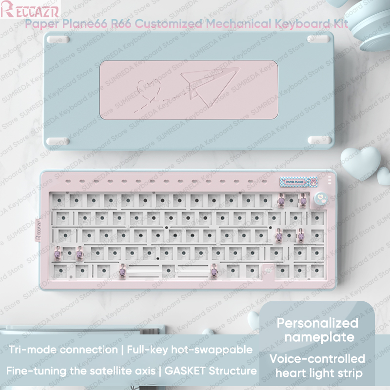 Gaming Keyboard Hot Swappable - RECCAZR R66 Paper Plane66 Mechanische toetsenbordkit