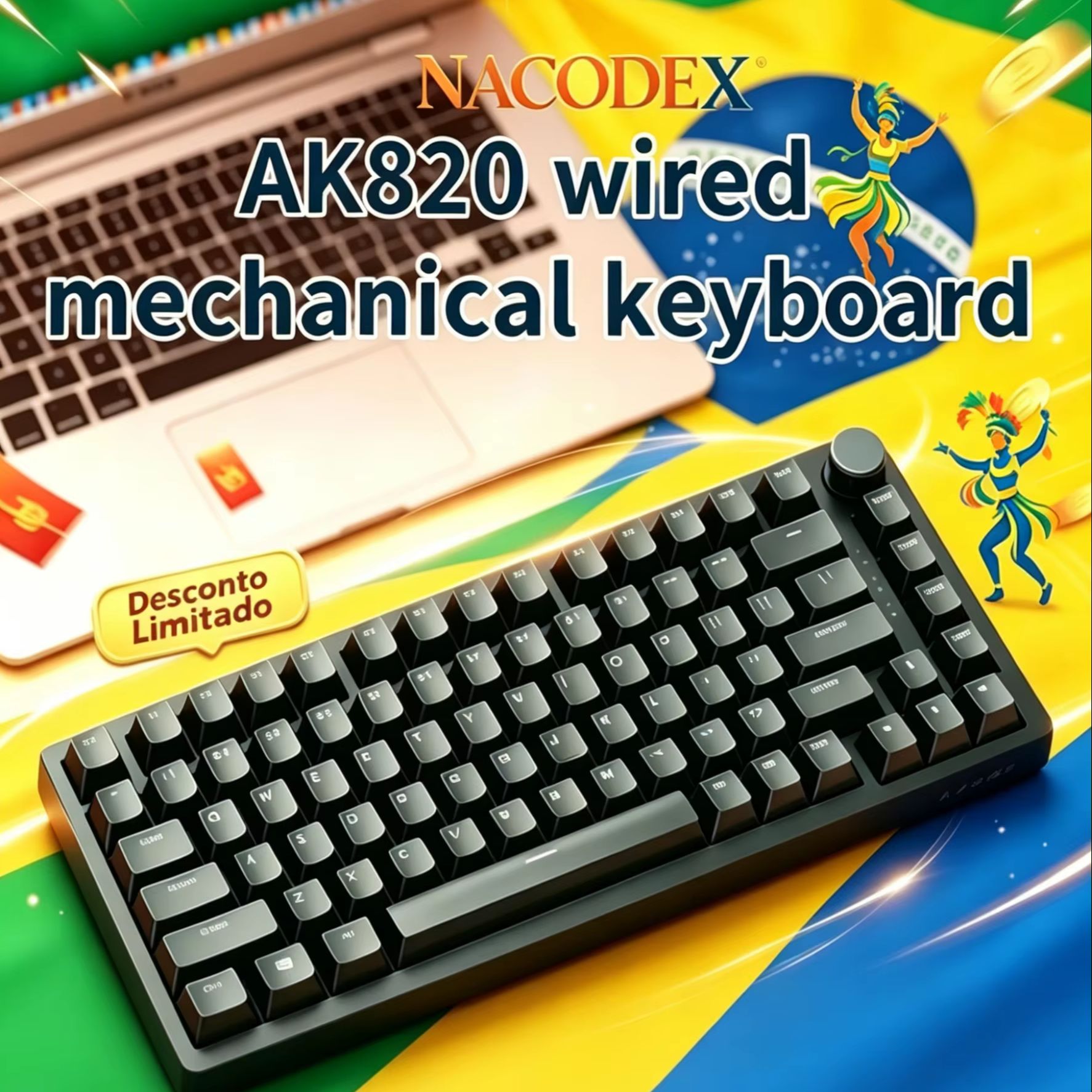 Gaming Keyboard Thocky - AJAZZ AK820 Bedraad met draaibare volumeknoppen