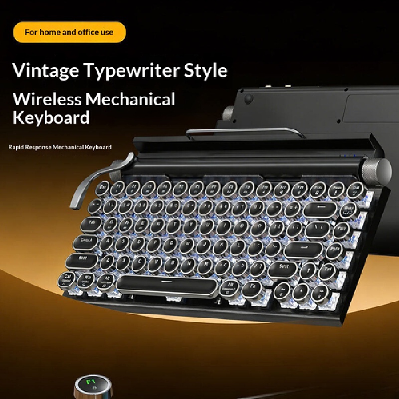 Gaming Keyboard Not Typing - Draadloos mechanisch toetsenbord, retro typemachine-stijl, dubbele