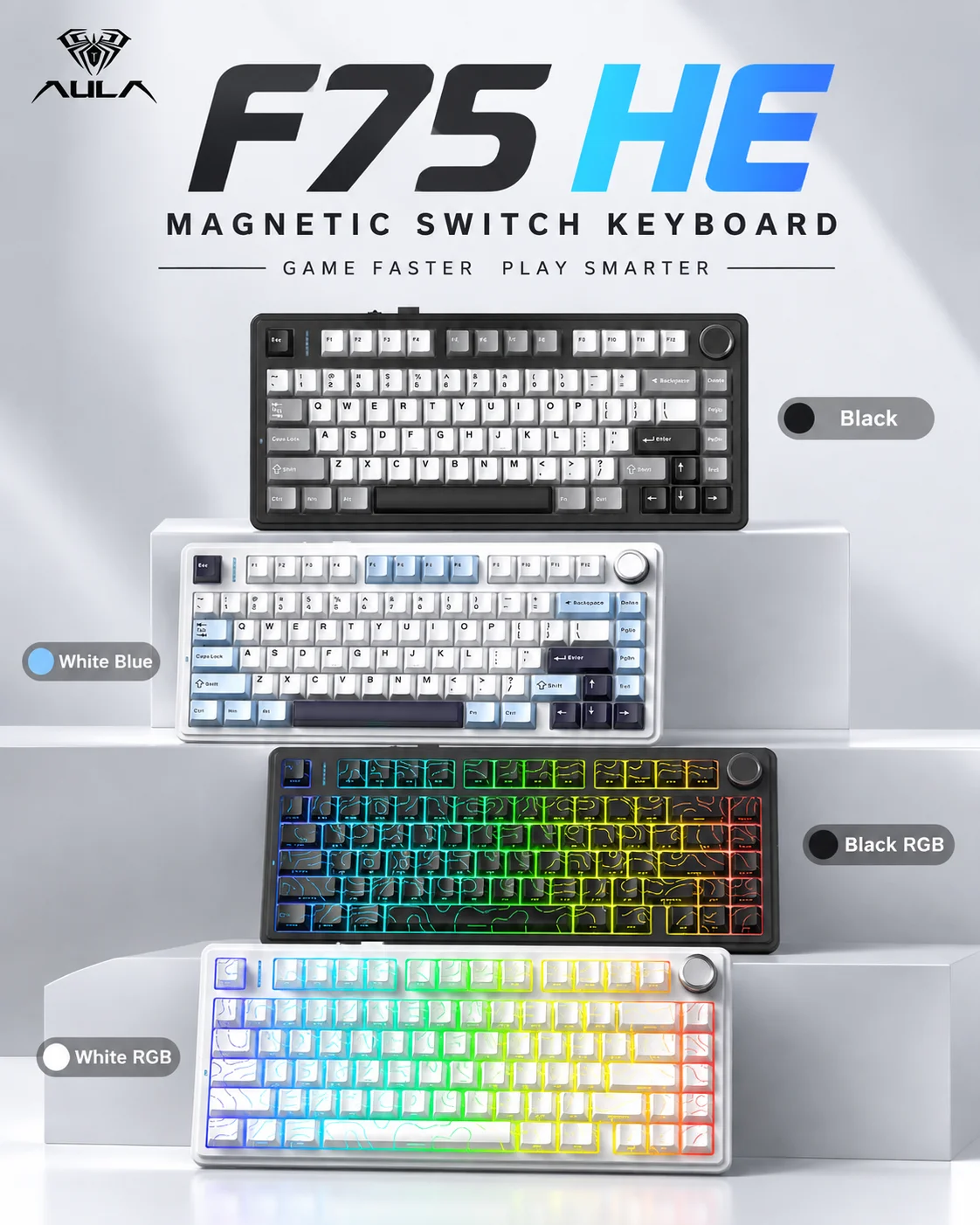 Gaming Keyboard Mechanical Wireless - AULA F75 HE Magnetisch toetsenbord 75%