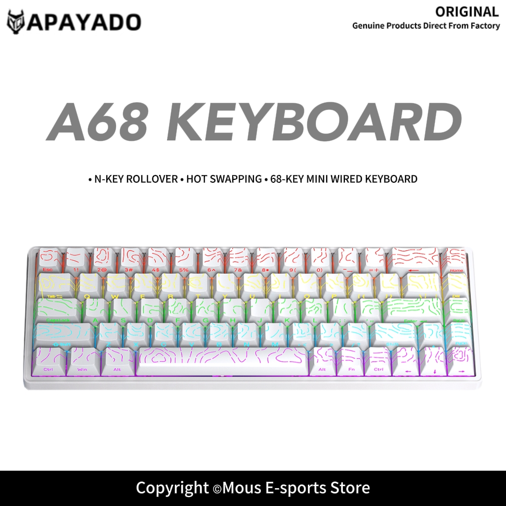 Gaming Keyboard Budget - APAYADO A68 Bedraad mechanisch toetsenbord Hot-swappable