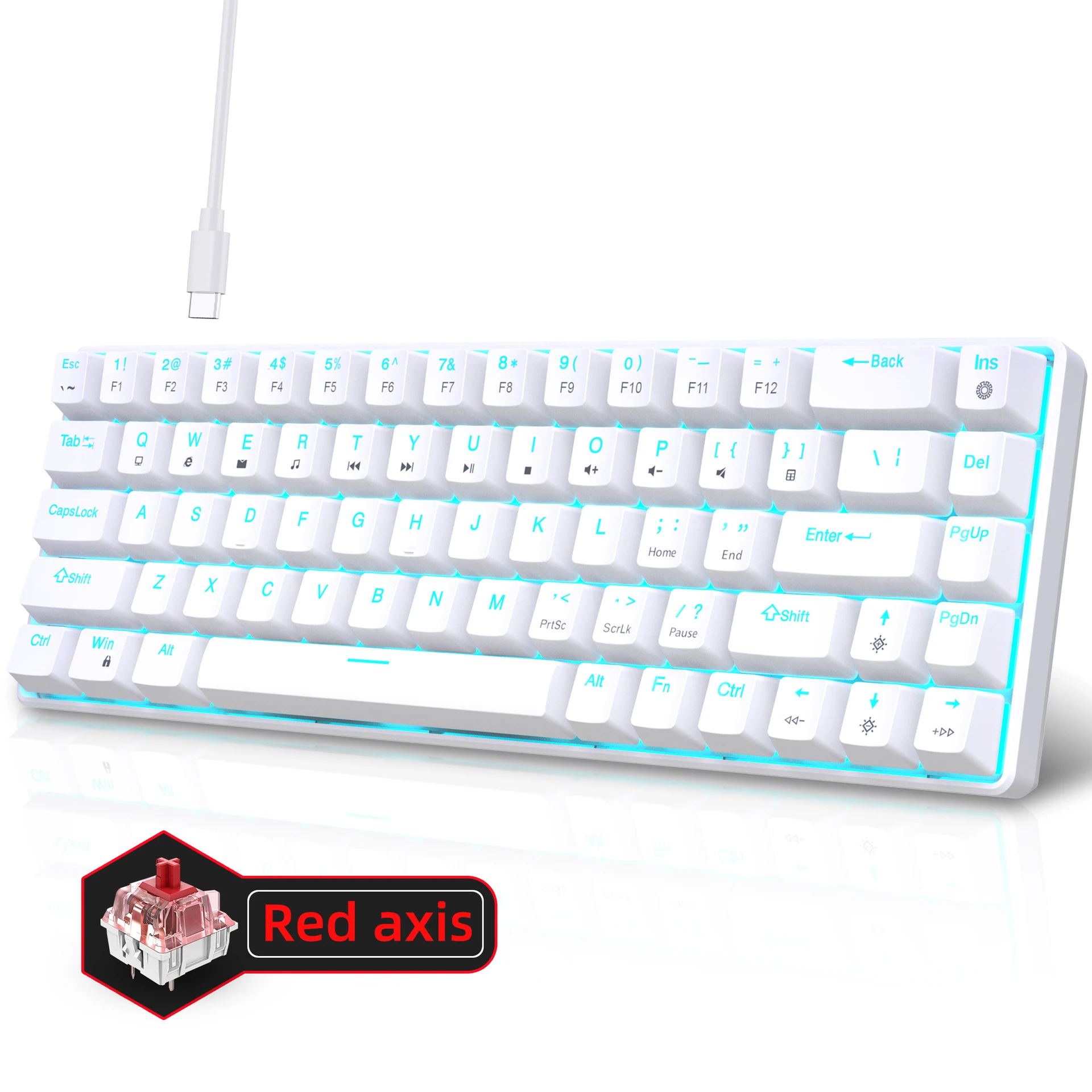 Gaming Keyboard Budget - Mechanisch toetsenbord Gaming 60% USB Witte