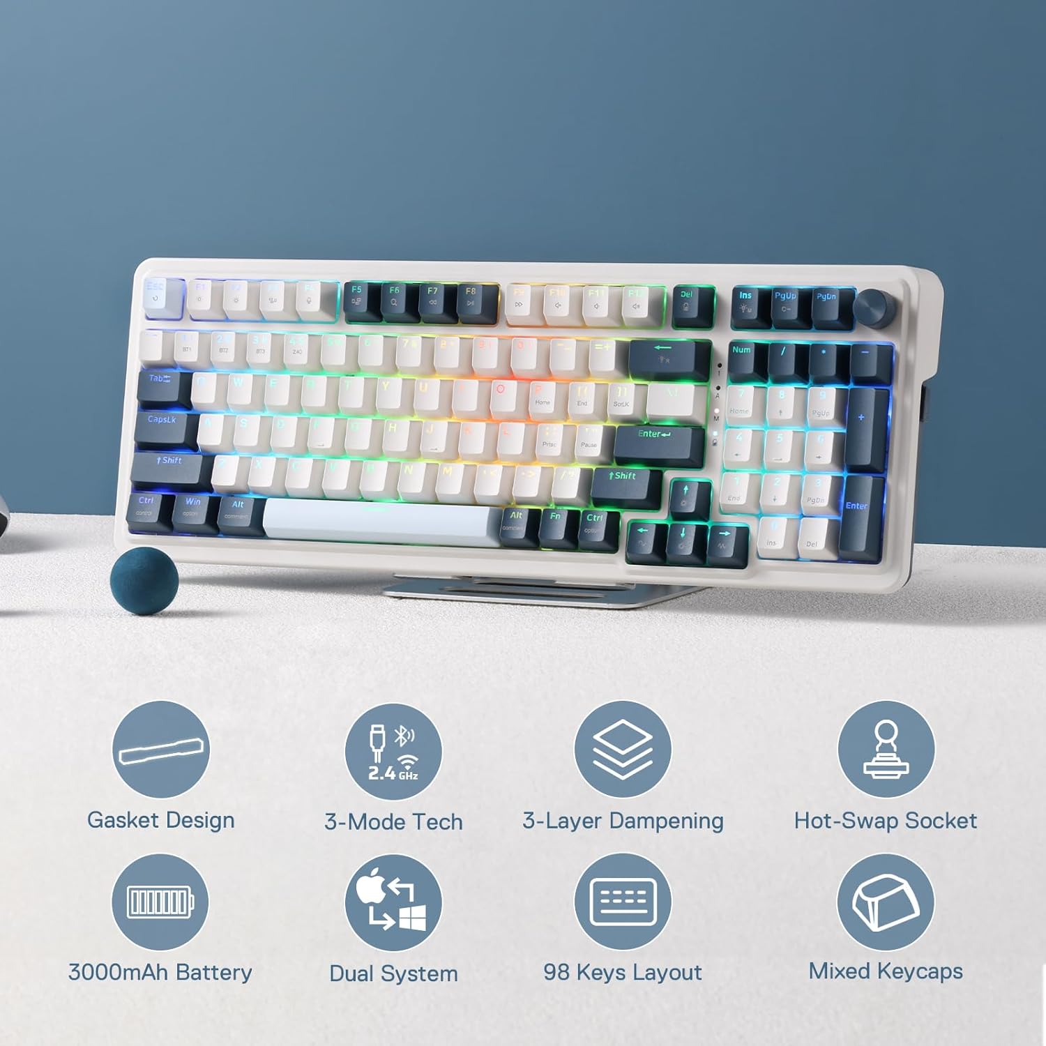 Redragon K686 PRO 98 toetsen 3 - Gaming Keyboard No Noise recensie en prijs