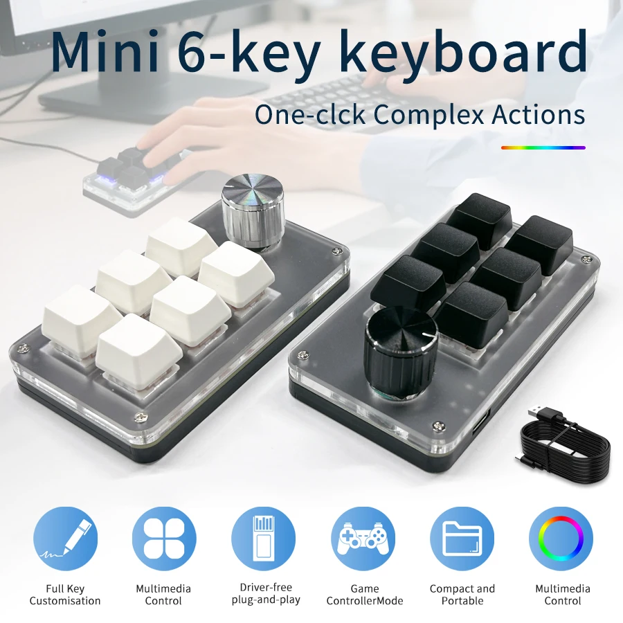 RGB 6 toetsen 1 draaiknop Aanp - Gaming Keyboard Hot Swappable recensie en prijs