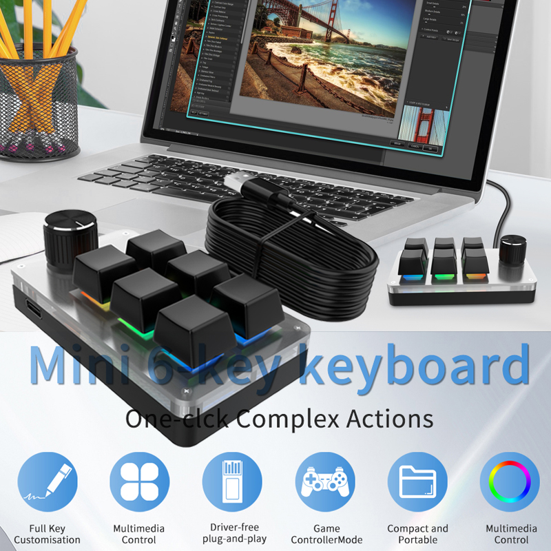 RGB 6 toetsen 1 draaiknop Aanp - Gaming Keyboard Hot Swappable recensie en prijs