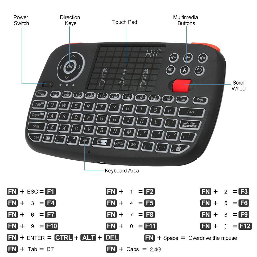 Rii I4 Mini BT Draadloos Toets - Gaming Keyboard Hand recensie en prijs